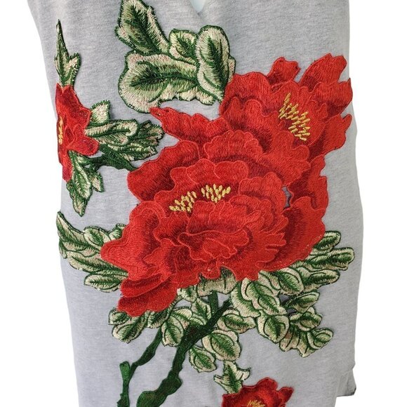 Red Rose T Shirt Dress Tunic Top Sleeveless Distressed Open Front Womens Medium - Picture 3 of 11